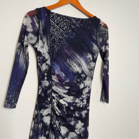 Fuzzi Ruched Purple Tulle Midi Dress Small - Picture 7 of 11